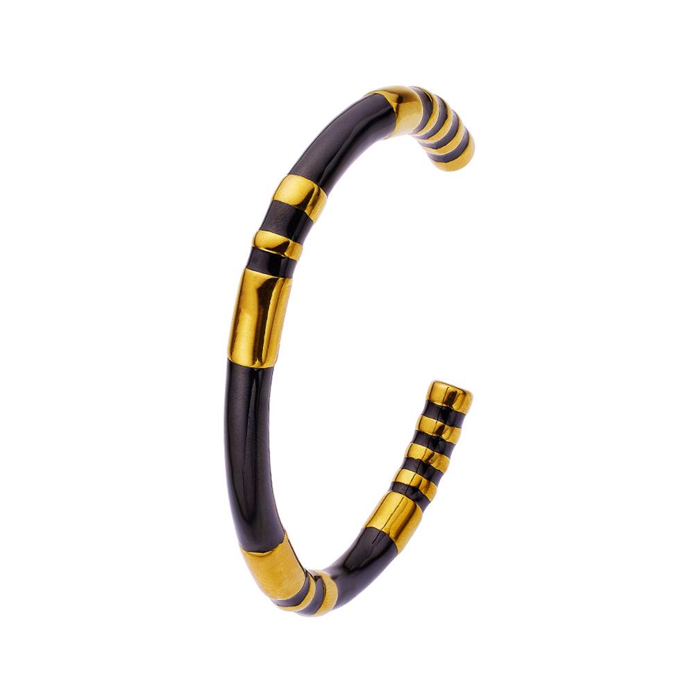 Stylish Bamboo  Titanium Steel Open Enamel Bracelet for Women