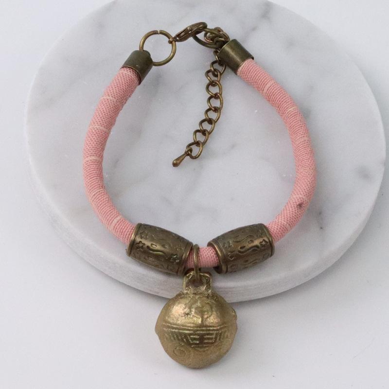 Handmade pet hand-woven lucky cat collar cartoon bell jewelry neck ring hand-woven