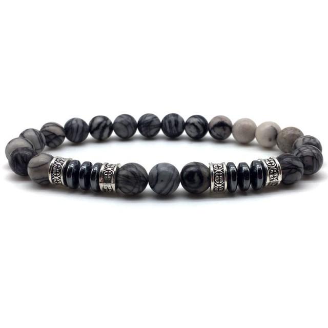 Simple Fashion Men Bracelet Classic 8mm Geometric Hematite Strand Bracelet Men Charm Jewelry Pulsera