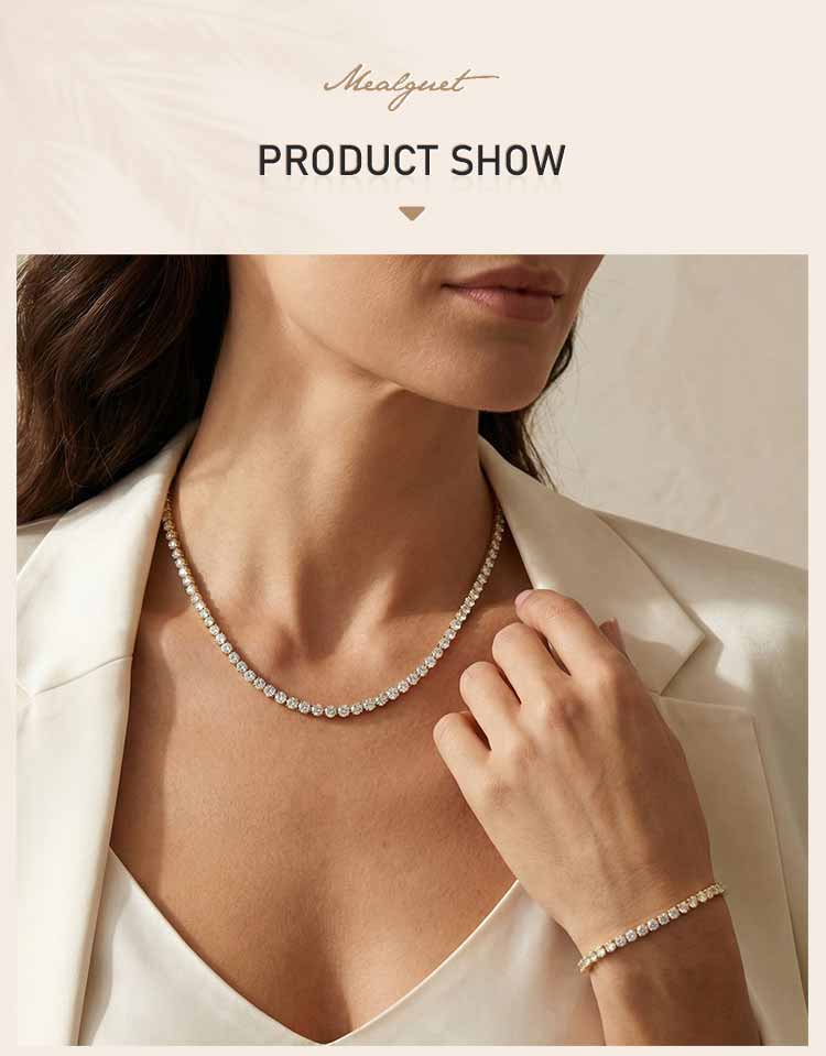 Women's Cubic Zirconia Tennis Necklace, Stainless Steel CZ Chain Crystal Choker Rhinestone Necklace, Luxury Wedding Women Gift