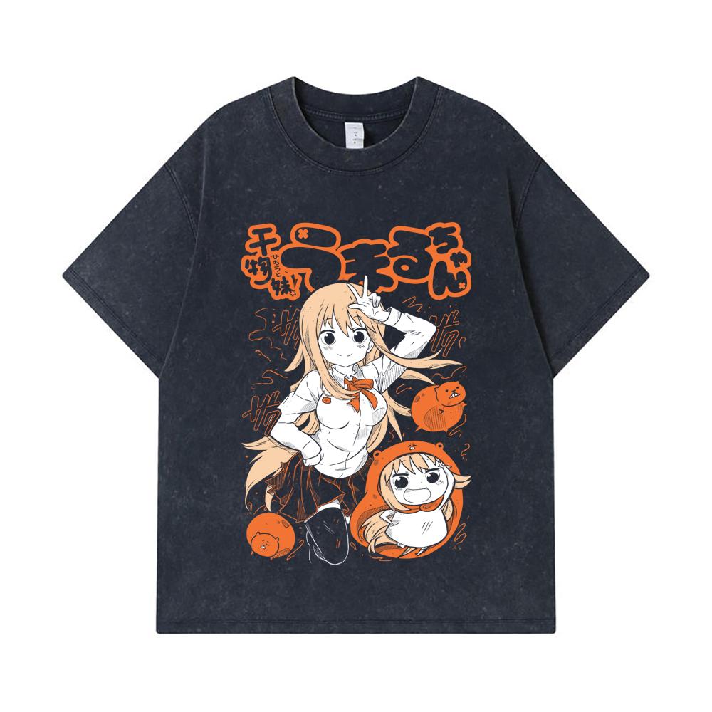 275 GSM Washed T-shirts 100% Cotton Himouto Umaru chan V1 Print Unisex Heavy Cotton T Shirt