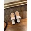 Cowhide Version] Genuine Leather Wedge Heel Toe One-word Sandals Women's 2025 Summer New Versatile and Comfortable Outer Wear Cool Slippers