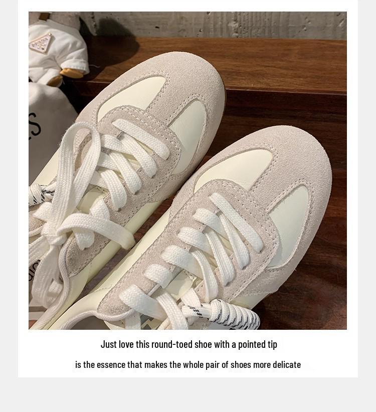 Women's Retro Colorblock German Trainers 2025, Versatile Inner Heightening Round Toe Lace-up Casual Sports Shoes, Forrest Gump Style.