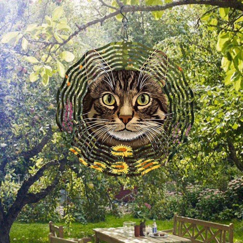 Metal Wind Chime Garden Decor Raccoon Cat Design Vibrant Colors No Batteries Needed for Patio Home Indoor Outdoor Decorative Gift