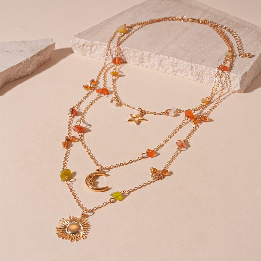 Pendant Clavicle Chain Women Bead Bowknot Clavicle Necklace Fashion Y2K Multilayer Necklace  Ladies
