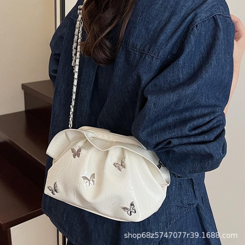 Summer new trend fashion versatile butterfly shoulder messenger bag high-end niche design chain cloud bag