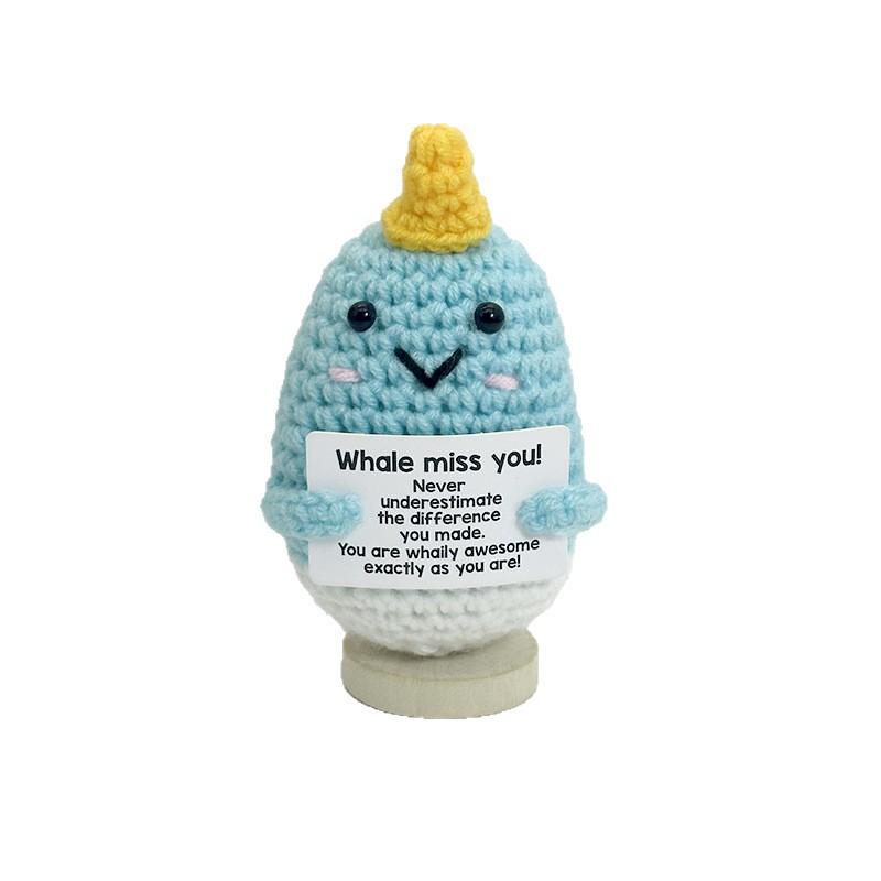Emotional Inspirational Support Positive Crochet Narwhal Animals Doll Home Room Decoration Handmade Knitted Narwhal Ornament