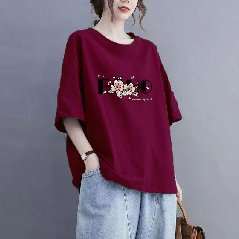 Summer New Short-sleeved T-shirt Women Loose Women's Printed Half-sleeve Tops
