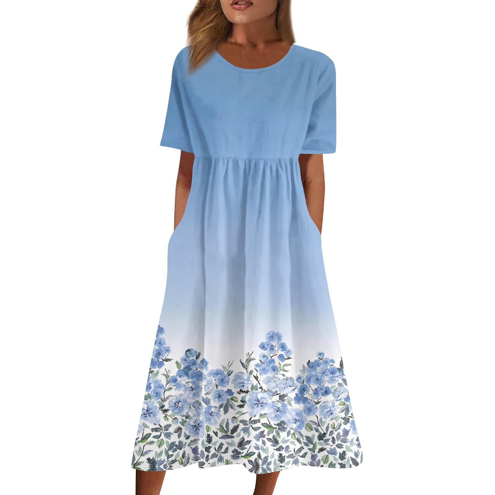 Женские повседневные платья Платья с принтом Летние платья Плиссированные свободные — фото 3