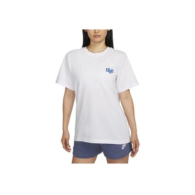 Alfabet Print Løs Rund Hals Kort Erme T-skjorte Dame Topper Hvit FD2550-100