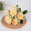 New 7 Heads Real Happy Flower 10 Colors Mini Natural Simulated Rose Photography Photo Gift Crystal Grass Bouquet Home Decorative