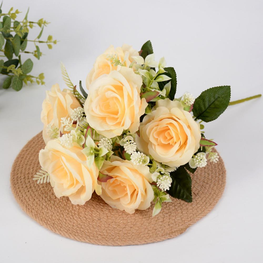 

7 Heads Real Happy Flower Mini Photography Photo Gift Natural Simulated Rose 10 Colors Valentine s Day Flowers Home Decorative