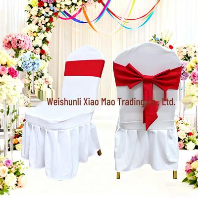 Thickened Twill Pleated Chair Cover with Bow Decoration for Weddings and Banquets