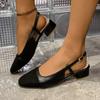 Xiaoxiangfeng Baotou sandals are popular in spring and summer. The new mid-heel color matching buckle thick heel single shoes are empty high heels.