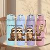 1PC Sloth Out Of Office Sign 750ml Color Plastic Sports Water Bottle Leakproof Flip Straw Lid Suitable for Sports Office Home Use