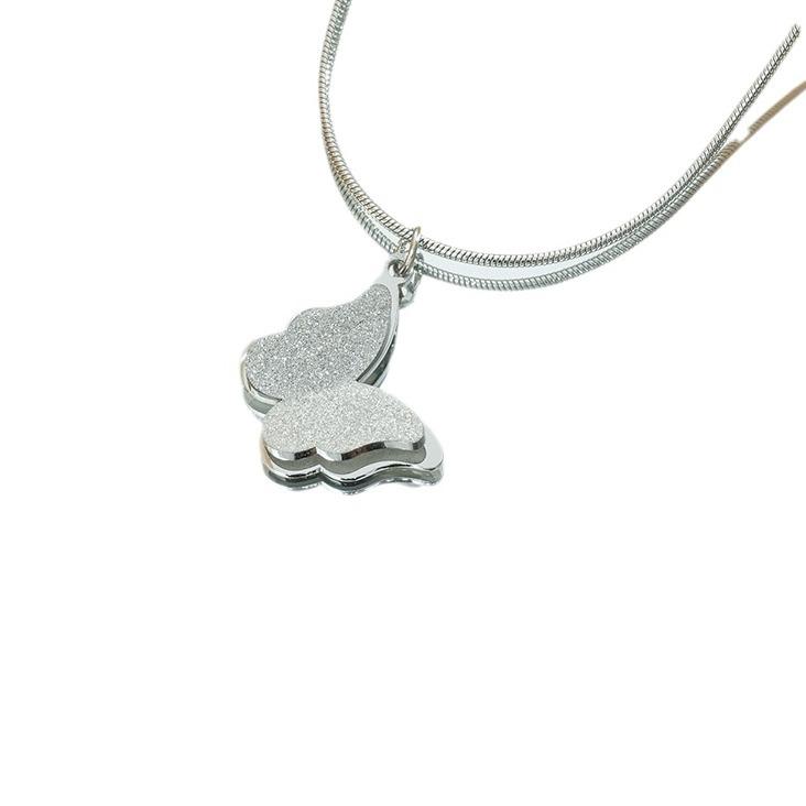 Frosted Butterfly Pendant Fashionable Versatile Necklace