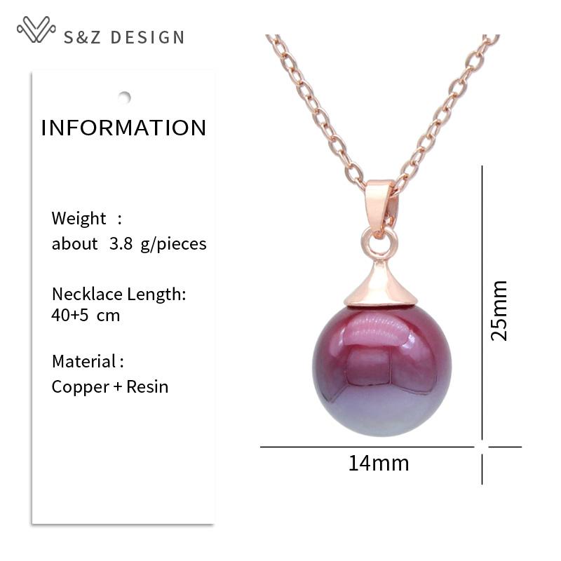 Fashion Wine Red Round Beads Pendant Necklace For Women Party Rose Gold Color Collarbone Chain Jewelry