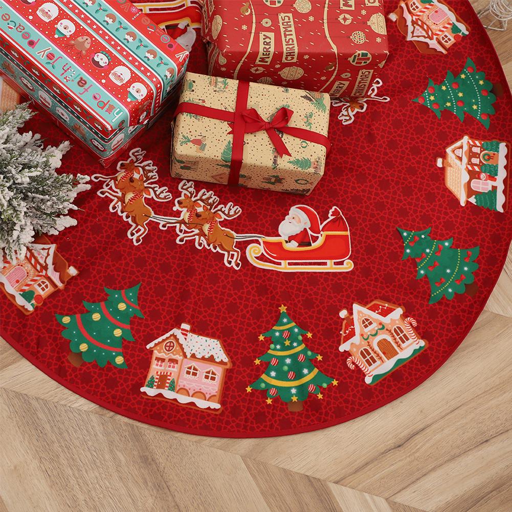 Christmas Tree Skirt Snowflake Santa Claus Printed Xmas Tree Bottom Decor Mat Merry Christmas Decoarations Home Party Ornaments