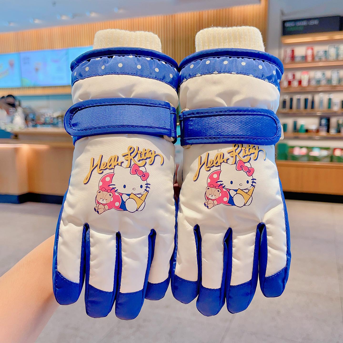 Sanrio Children Ski Gloves Hello Kitty Waterproof Cold Weather Gloves Warm Gloves for Winter Winter Gift for Children