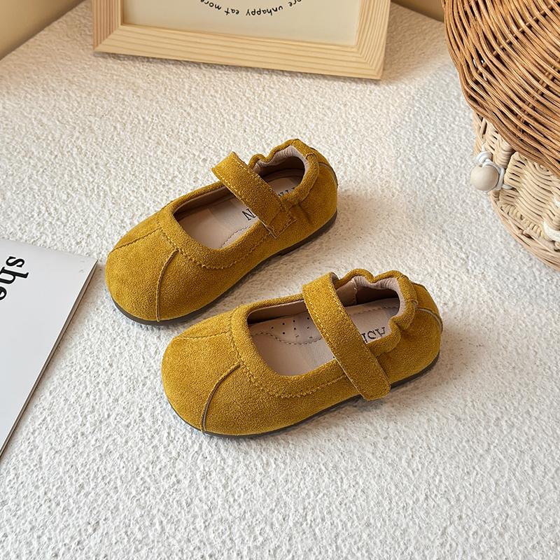 

Детская обувь для ходьбы Нескользящая Однотонная Обувь-лодочки для девочек Круглый носок Застежка-липучка 2025 Новая Детская Кожаная Обувь Мокасины Внутренняя мягкая подошва 15 жёлтый