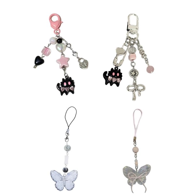 Cute Keychain Lanyard String Butterfly Bowknot Phone Chain Lanyard Y2K Bowknot