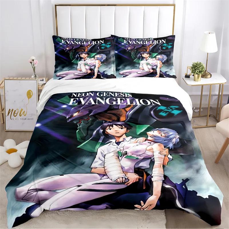 

3D Print Cartoons Ee-Evangelion Bedding Set Boys Girls Twin Queen King Size Duvet Cover Pillowcase Bed boys Adult Home Textiles US Twin(173x218cm)