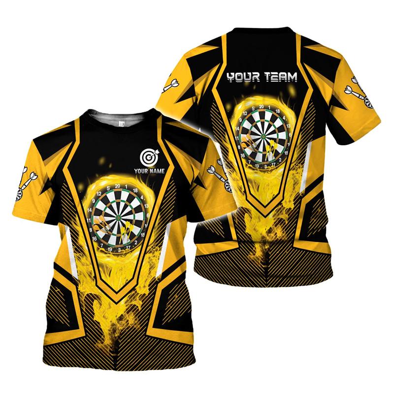 Camiseta Hombre Dardo Impresión 3D Personalizada con Nombre para Aficionados a los Dardos Camisetas Gráficas Tops de Verano Manga Corta Oversize Ropa