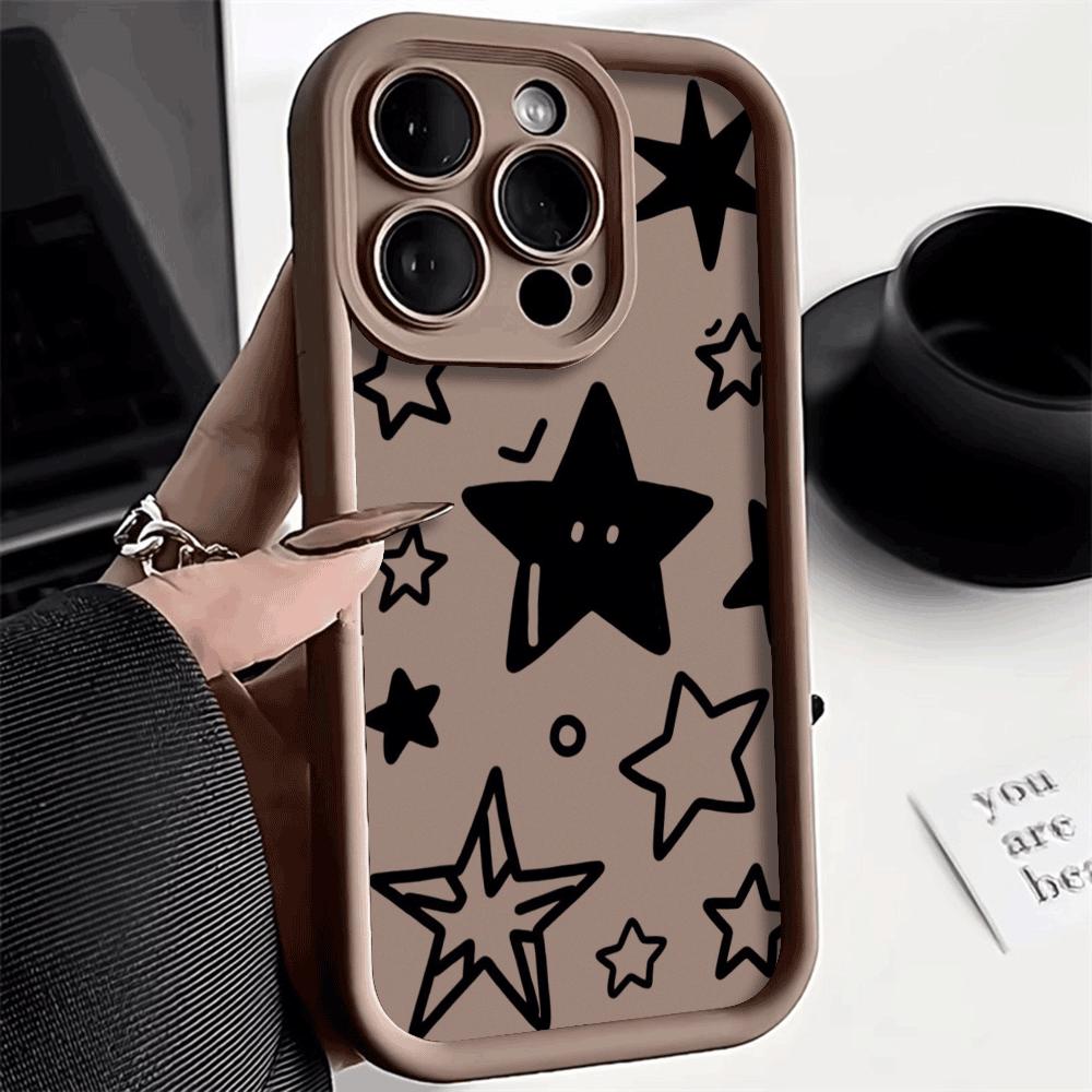 Black Star Doodles with Faces Phone Case for Xiaomi Redmi Note 14 13 12 11 10 9 8 7 Gel Flexible Anti Scratch Protective Case