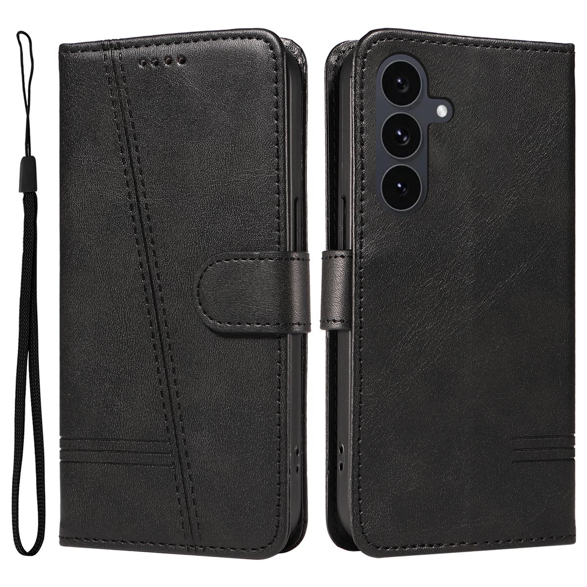 

For Samsung Galaxy S25 FE Wallet Case T-Shape Lines Leather Phone Cover Stand