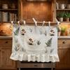 with Pockets Oven Skirt Rustic Kitchen Cabinet Curtains  Kitchen Decor