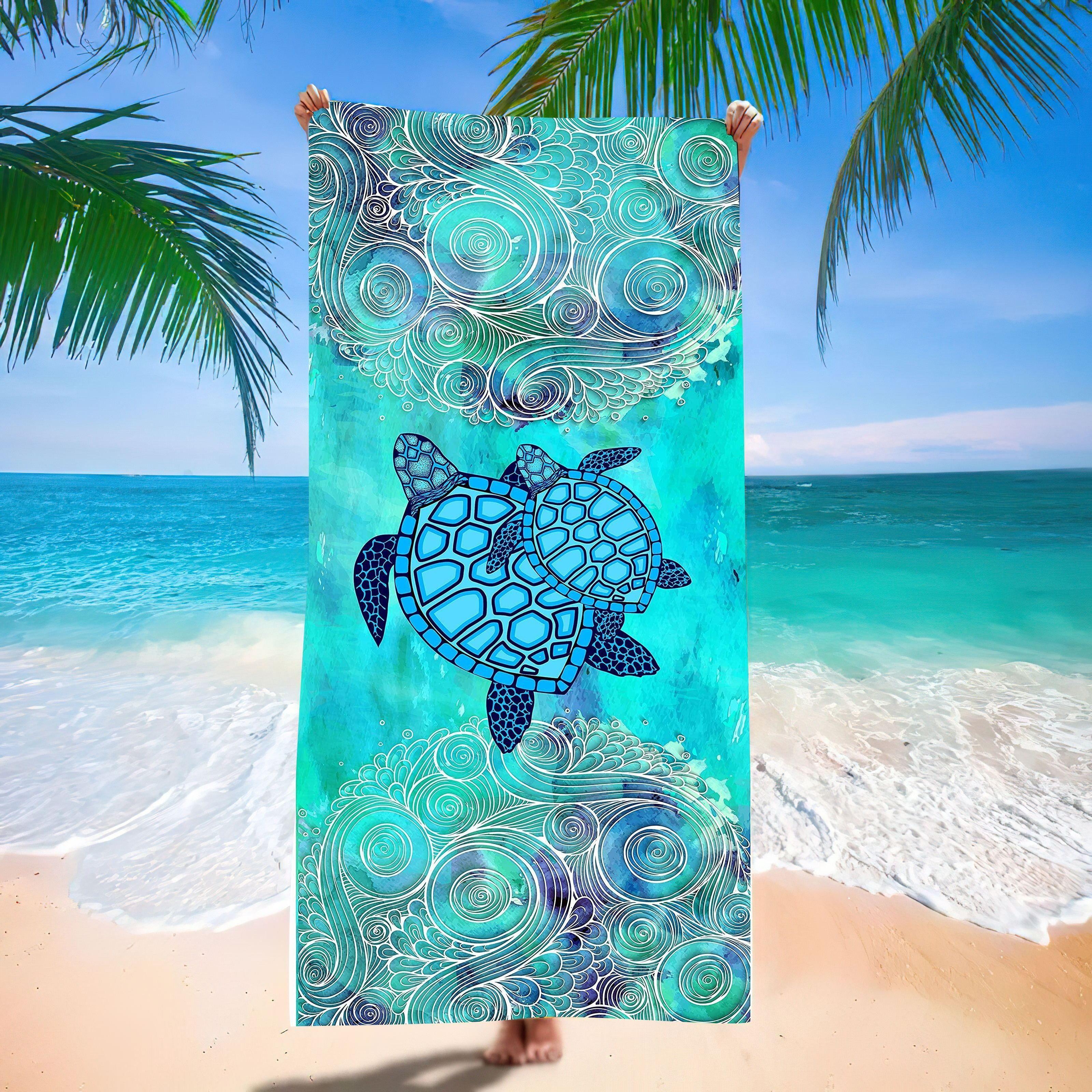 

Microfiber Sea Turtle Beach Blanket Absorbent Quick Dry Sandproof Multi Purpose Towel Beach Mat for Swimming Pool Yoga Fitness W40*H60(CM)