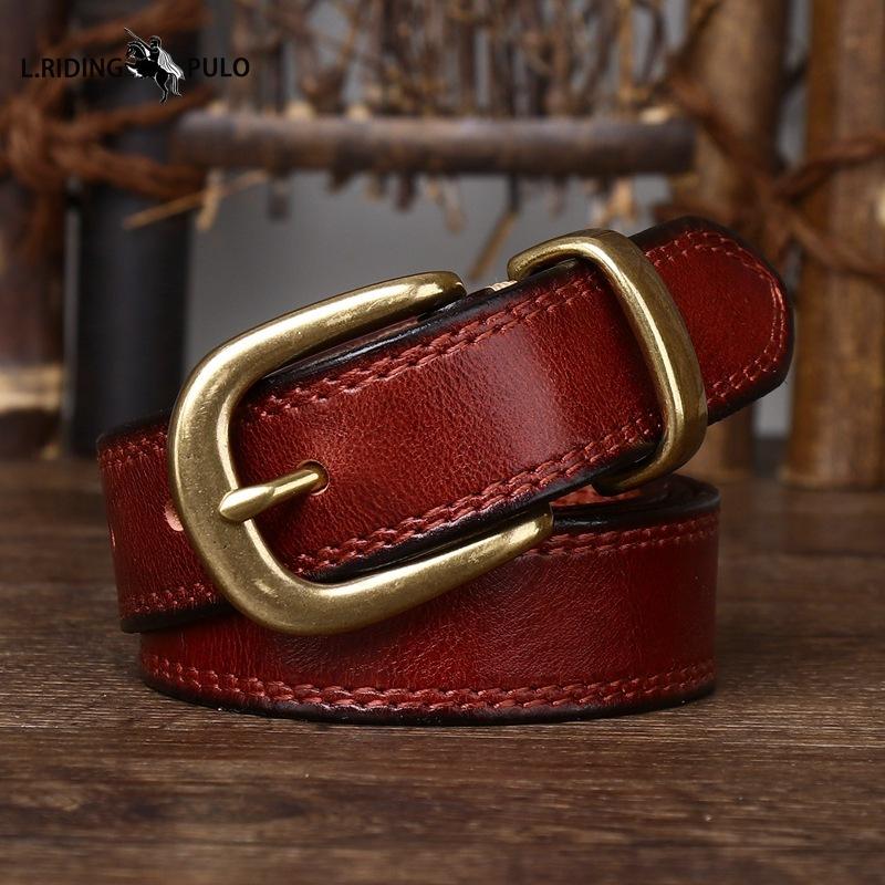 Belt Women Decorative Genuine Leather Belt Women Pin Buckle Pure Cowhide Retro Korean Style Fashion All-match
