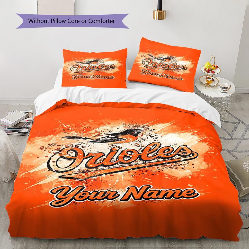 Name Custom Baltimore Orioles Pattern Bedding Set Quilt Cover Pillowcase Home Decor Gift (1 * duvet cover + 2 * pillowcase, without core)