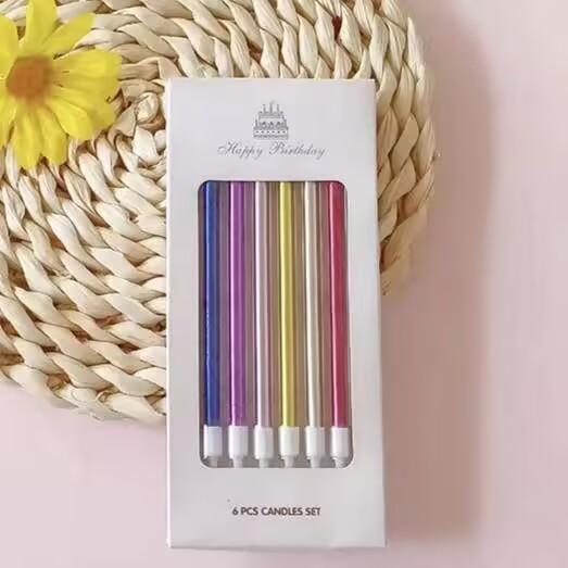 30pcs Count Party Long Thin Cake Candles Metallic Birthday Candles in Holders for Birthday Cakes Cupcake, Champagne Gold