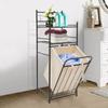 Modern 3-Tier Metal Laundry Hamper Organizer with Removable Bags, Multi-Purpose Storage Shelf Rack for Bedroom Bathroom Closet