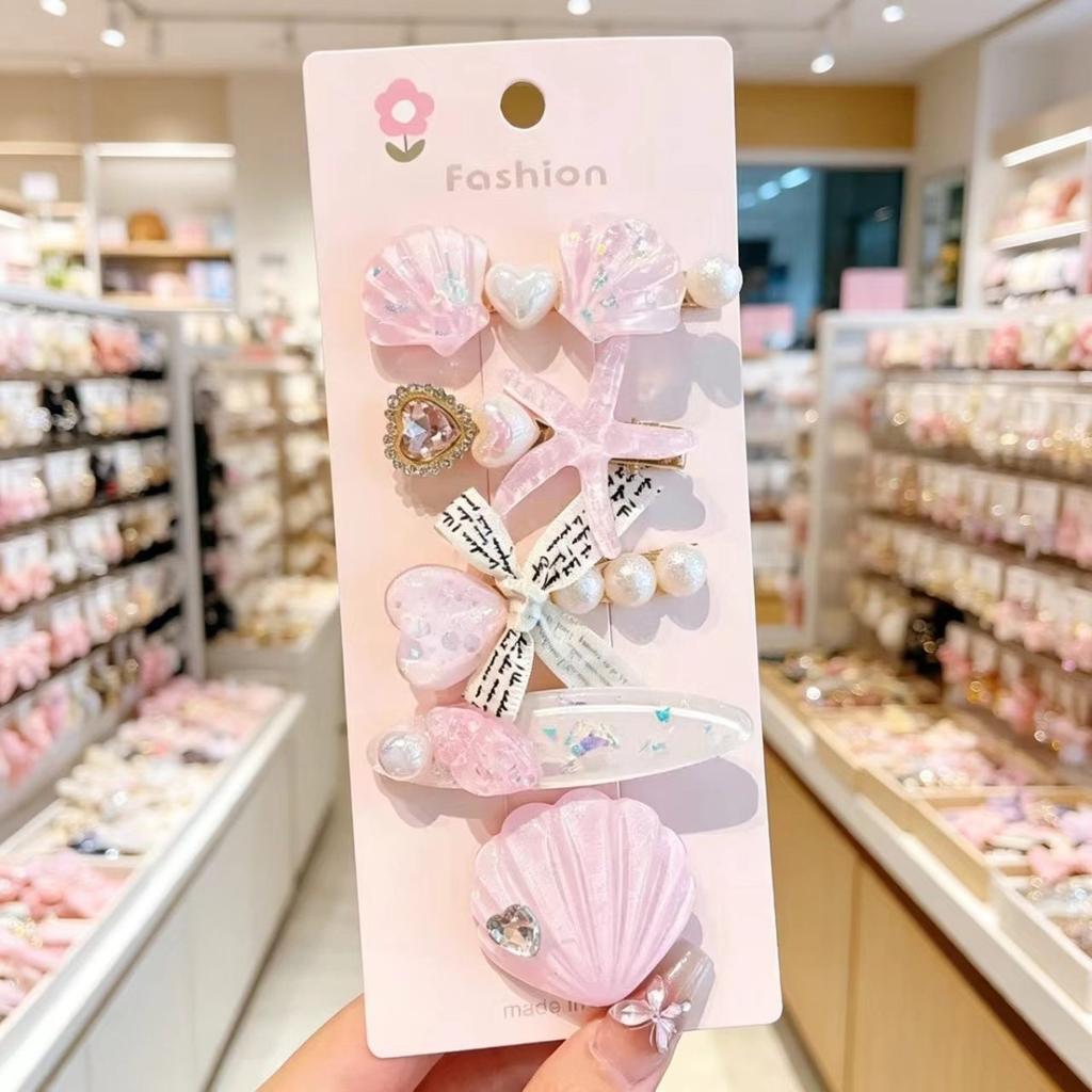 Summer Ocean Series Set Cute Children's Hairpin Pearl Hair Accessories Shell Starfish Hairpin Duckbill Clip