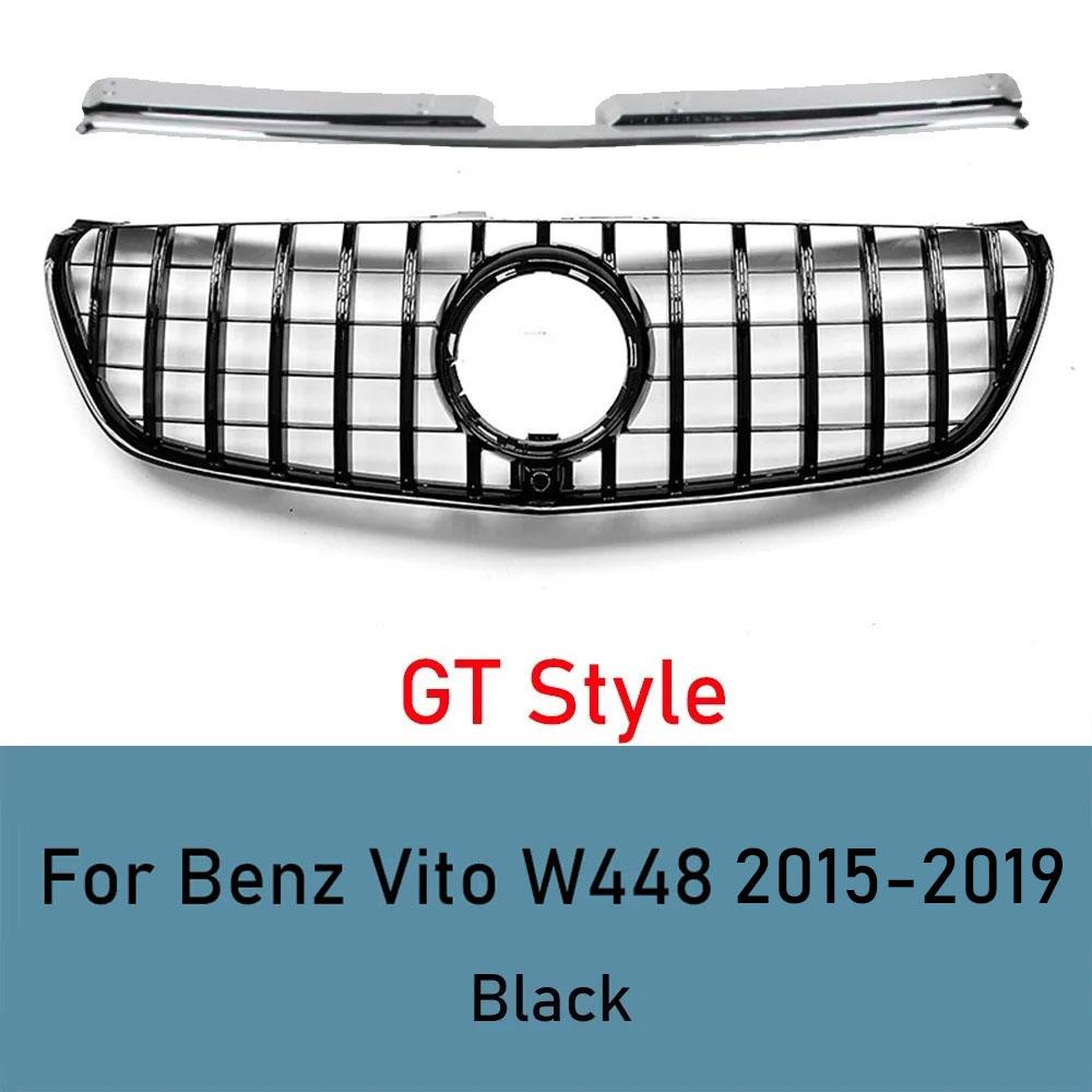Für Mercedes V-Klasse W447 W448 2015-2019 V250 V260 Sport Kühlergrill Gitter Glänzend Schwarz ABS Stoßstangengrill Autozubehör