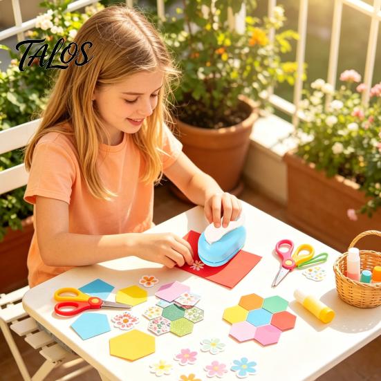 Portable Craft Punch Hexagon Paper for Crafts, Professional Hole Puncher, Scrapbook Handheld Shape Puncher DIY Arts Cardboard, Greeting Cards Metal