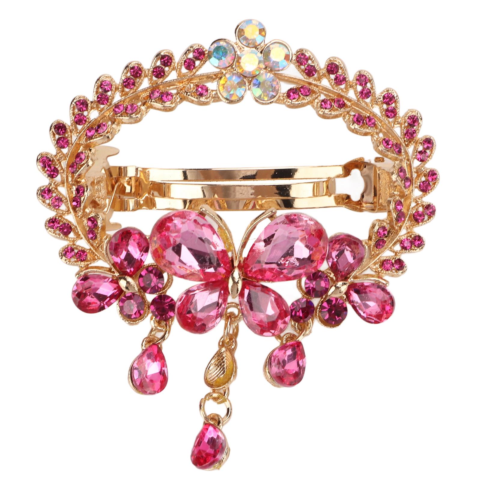 

Hair Clips Animal Shape Rose Red Alloy Material Elegant Sparkling Effect Decorative Girls Hair Pin for Parties Concerts