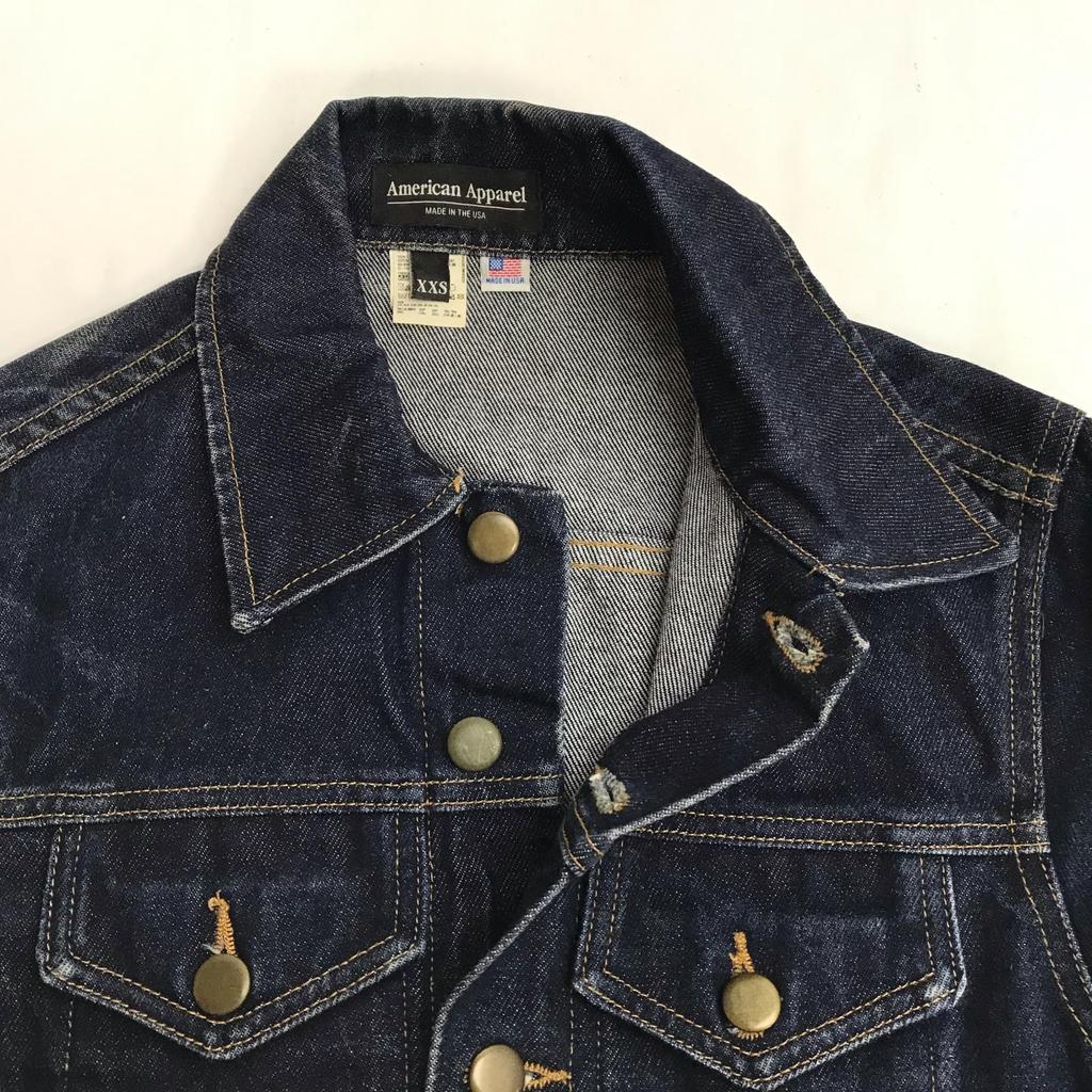 USA American Apparel Jeansjacke [Herren XXS/Blau] Oberbekleidung Jacke Pullover(GEBRAUCHT)