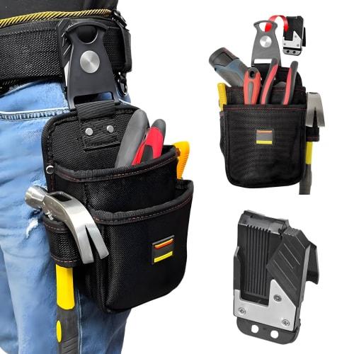 Electrician's Waist Pouch, Nail Pouch, Waterproof High-Density Nylon Material with Quick-Clip Scalpel Buckle, Indoor/Outdoor Use, Tool Pocket Belt for