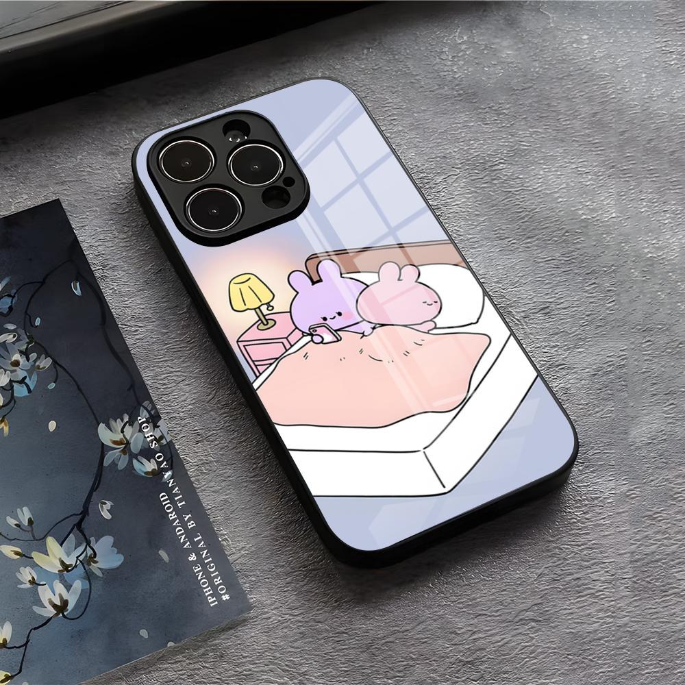 Cute A-Asamimichan Phone Case For IPhone 17 Air 16 E Pro Max 15 14 13 Mini 12 Pro 11 Max Plus Black Glass Cover