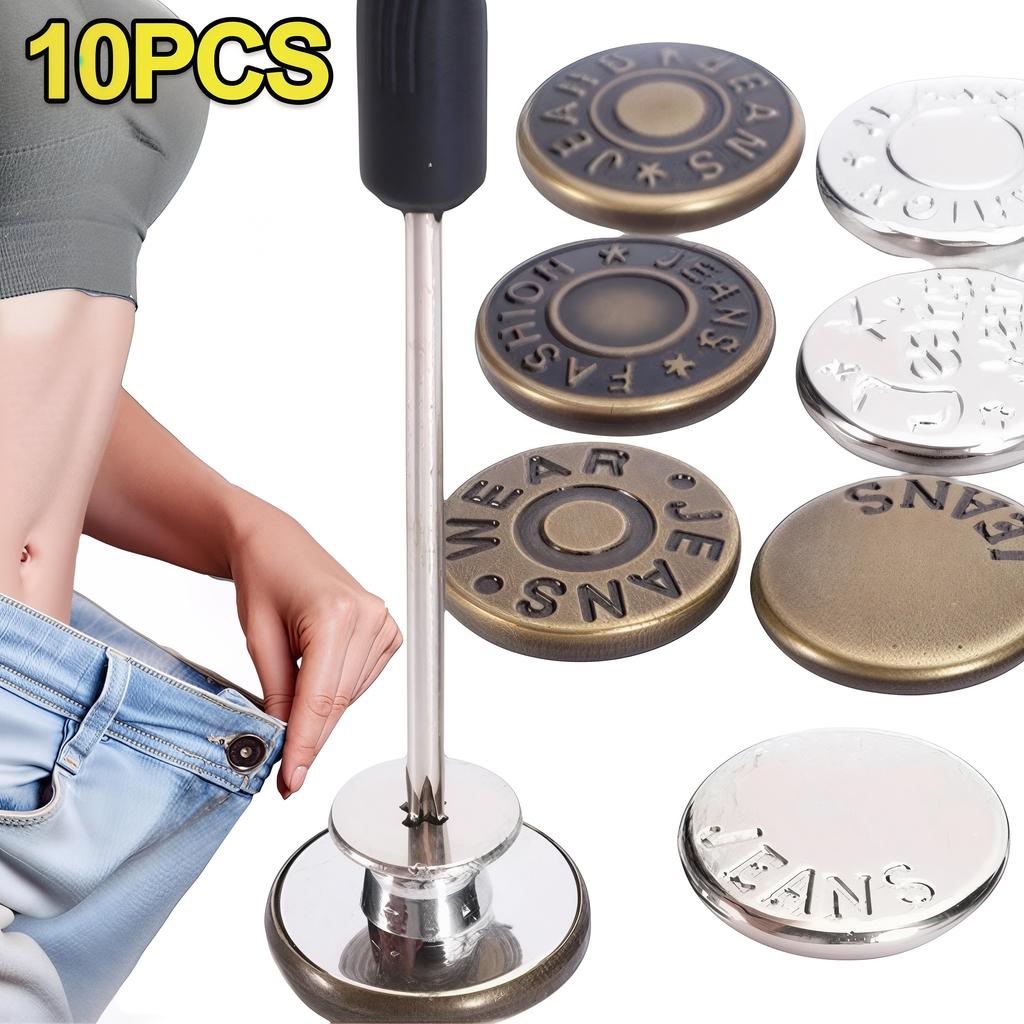 10 pezzi bottoni jeans in metallo 17mm sostituzione senza cucire kit di riparazione bottoni a vite senza chiodi rimovibili Jean fibbie abbigliamento pantaloni spilli
