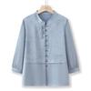Summer 2025 Fashionable Chiffon Top for Middle-Aged and Elderly Women - Seven-Sleeve Design