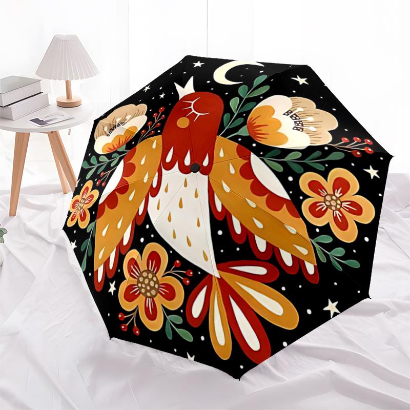 

1pc Scandinavian Birds Pattern Automatic Cartoon Practical Umbrella is Fashionable and Good-Looking, Suitable for Travel and Daily Use.A074