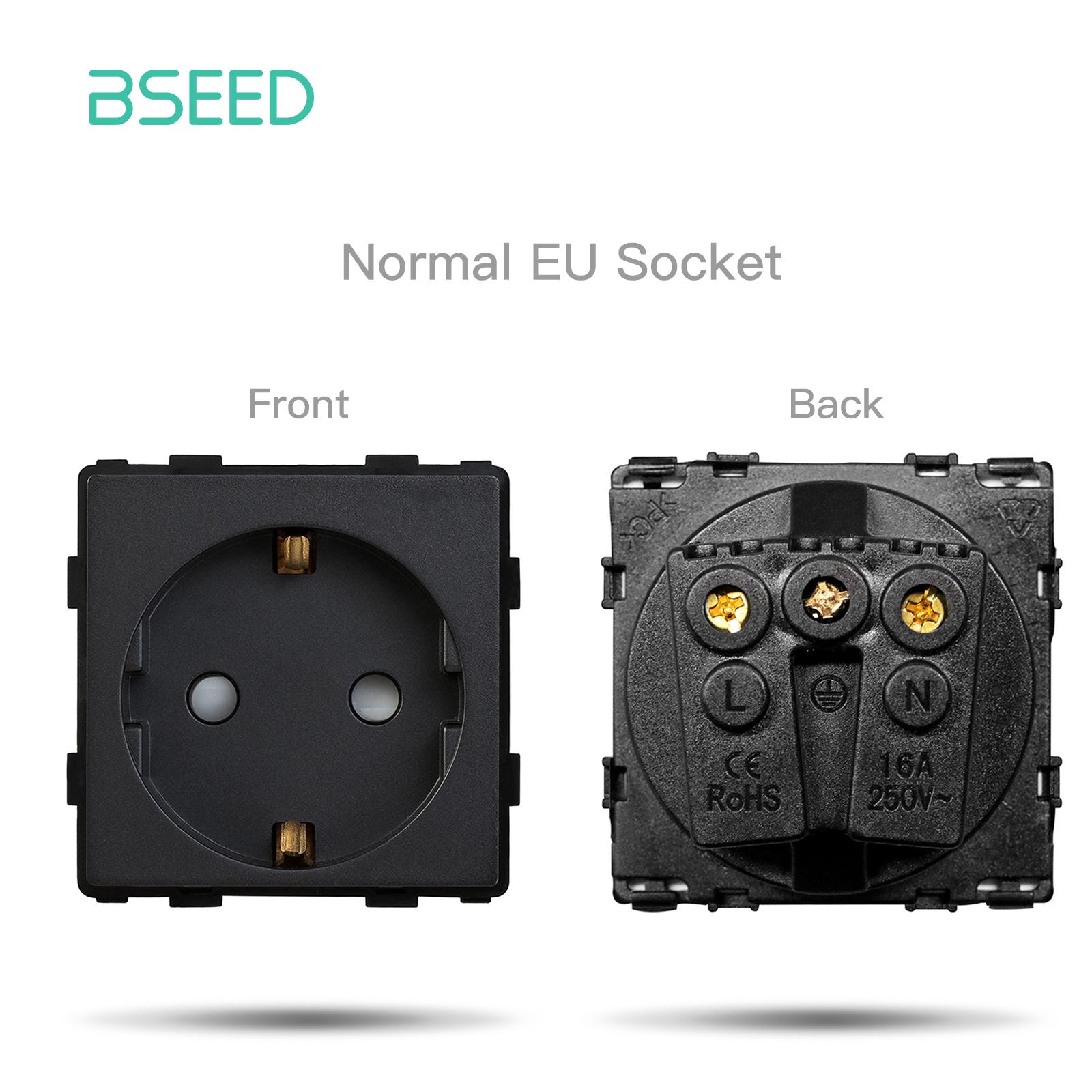

BSEED EU Standard Wall Socket Frames Power Socket Plug Glass Panel Touch Sensor Switches Function Parts DIY Free Combination