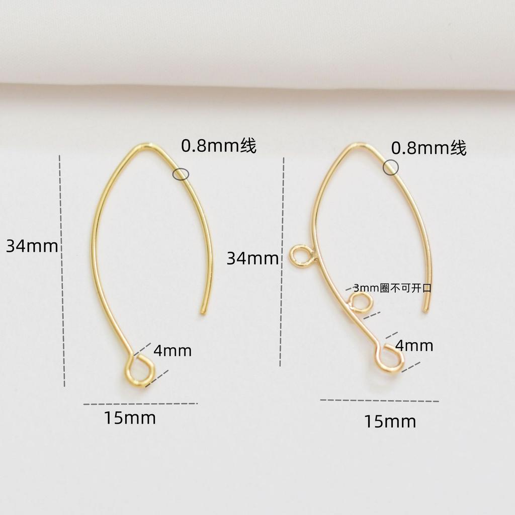 10pcs Color Retention 14K Gold French Ear Hook Accessories, Porous Jewelry Diy Handmade Work In Progress V-Shaped Beaded