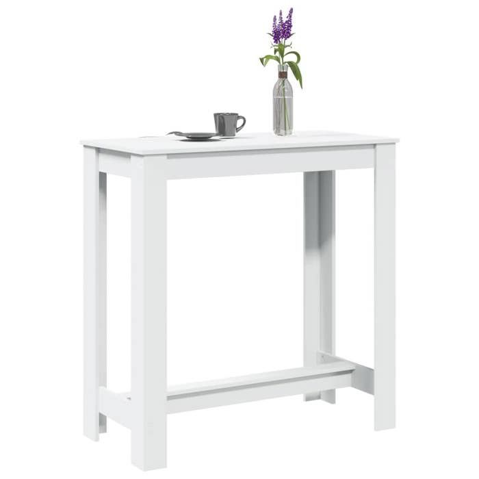 VidaXL Table de bar blanc 102x50x103,5 cm bois d'ingénierie, table de pub, table haute, table de tabouret de bar, table de 854409