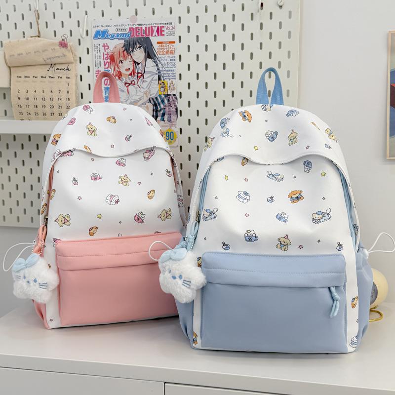 Schoolbag Printed Backpack Korean Version Ins Cute Cartoon Backpack Female Large Capacity Graffiti Student Sweet Versatile Backpack