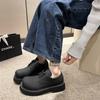 Fashion Fashion Boots Black Pu Leather Sports Platform Casual Women Big Toe Lace Raised Low Heel Shoes Infused with Street Style Loafers